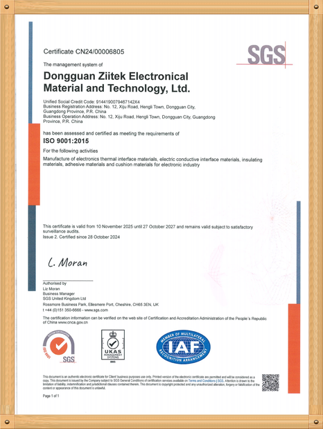 China Dongguan Ziitek Electronical Material and Technology Ltd. zertifizierungen